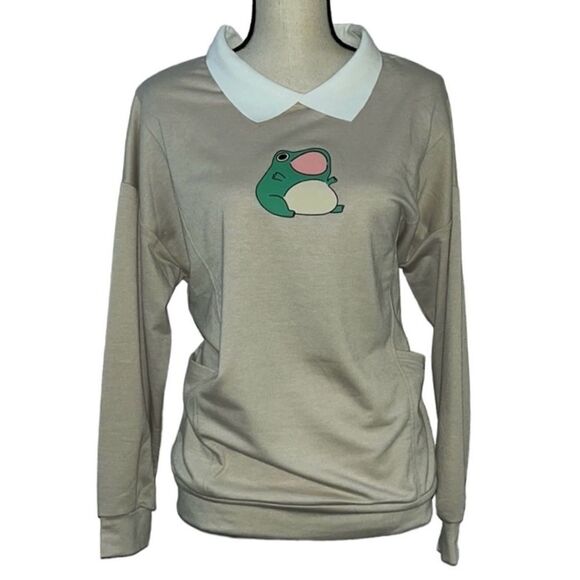 Oversized Women's Frog Pullover Sweatshirt - Picture 1 of 9